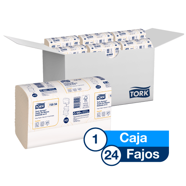 Tork Xpress® Toalla de Manos Doblada en Z  Natural caja x 24 fajos  73554