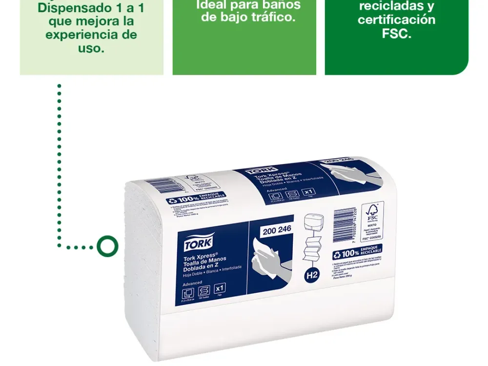 Tork Xpress® Toalla de Manos Doblada en Z/ Advanced/ Blanca/ 150 toallas/ 24 fajos  200246