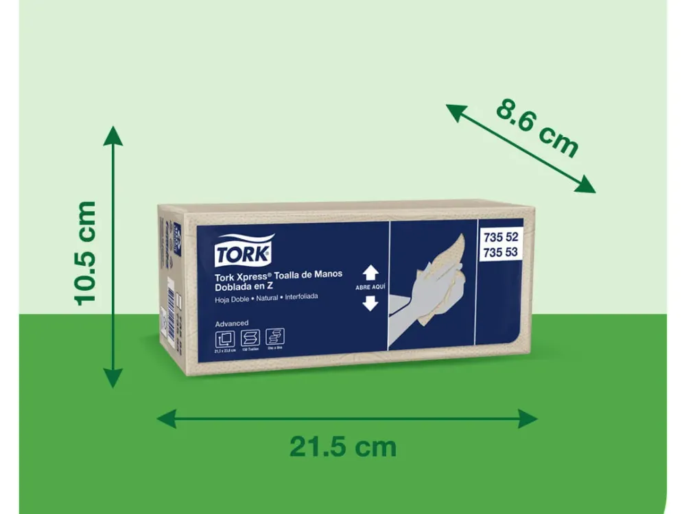 Tork Xpress® Toalla de Manos Doblada en Z/ Advanced/ Natural/150 toallas / 24 Bolsas 73553