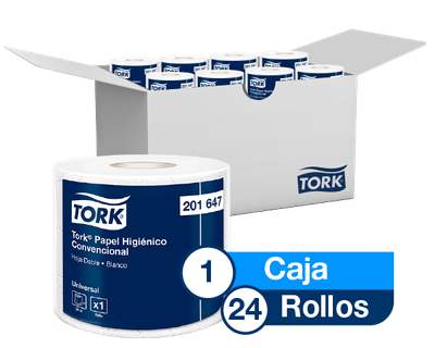 Tork® Papel Higiénico Convencional/ Universal/ Blanco/ 26 mts/ 24 rollos  201647