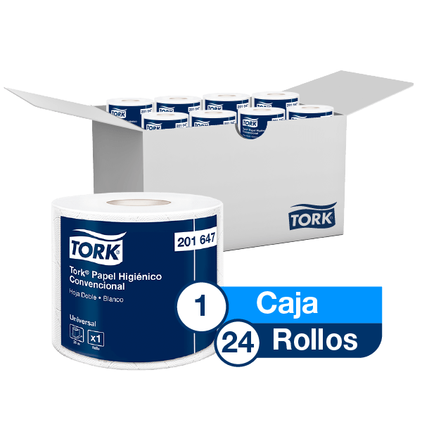 Tork® Papel Higiénico Convencional/ Universal/ Blanco/ 26 mts/ 24 rollos  201647