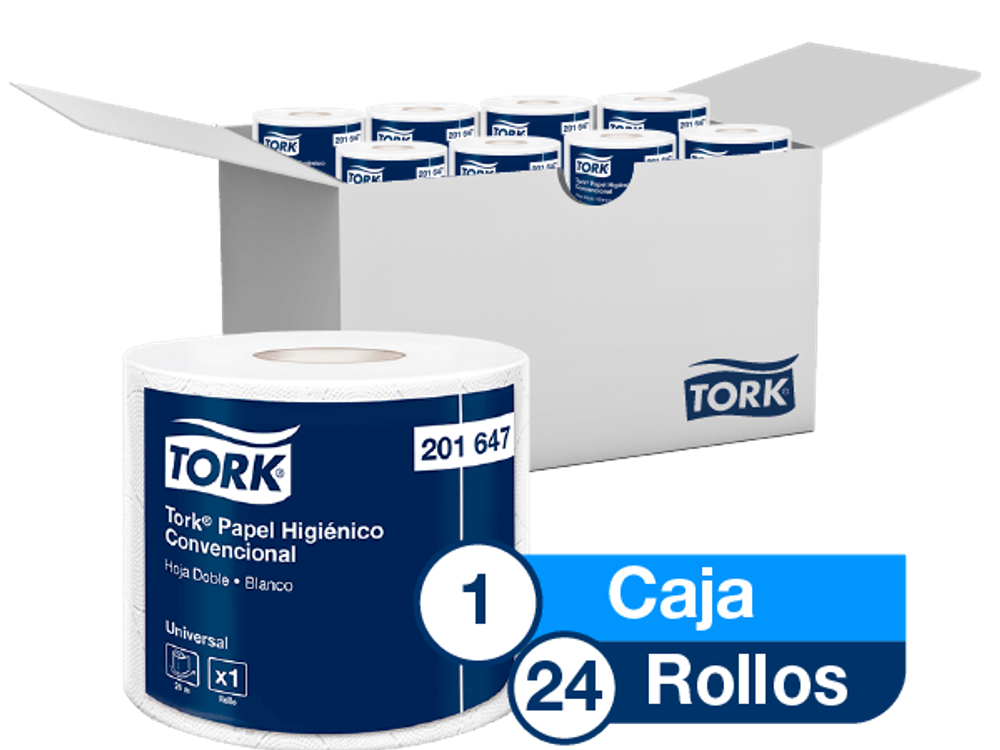 Tork® Papel Higiénico Convencional/ Universal/ Blanco/ 26 mts/ 24 rollos  201647